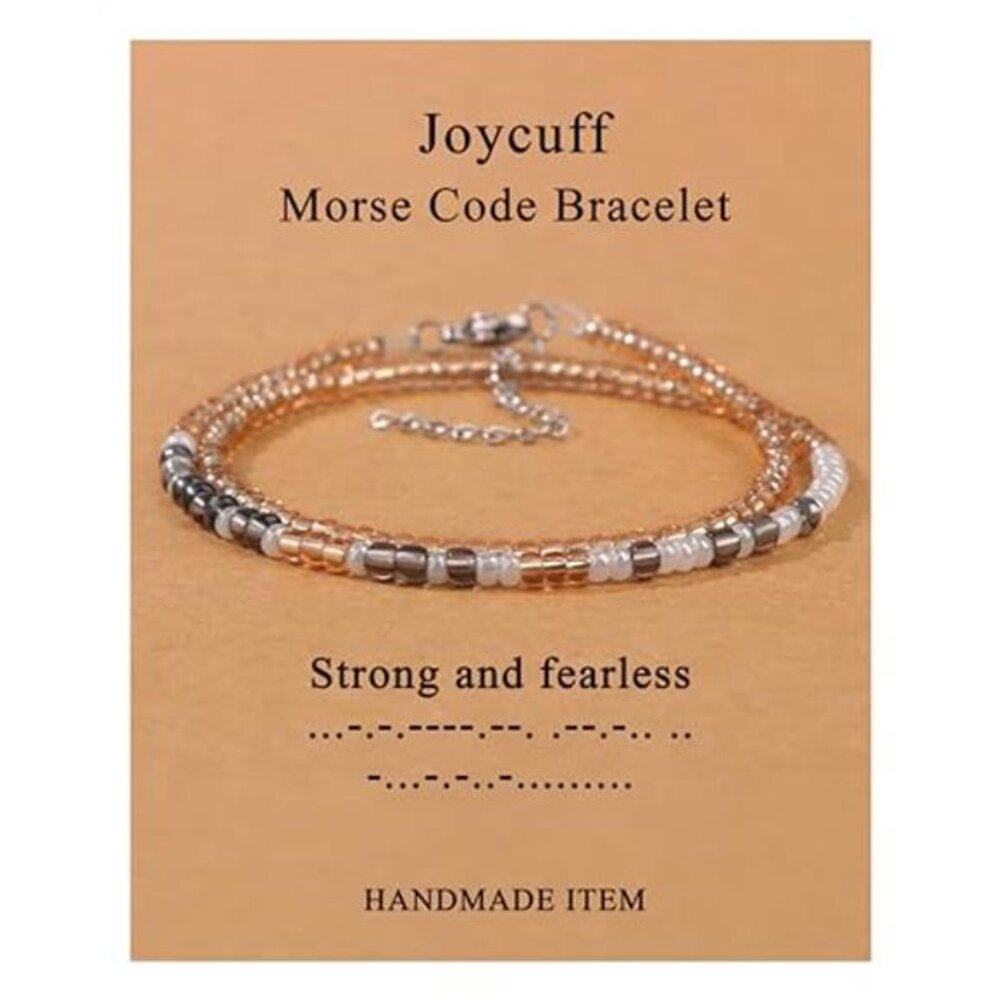 Morse Code Bracelet for Women Adjustable Beaded Inspirational Gift for Daughter
